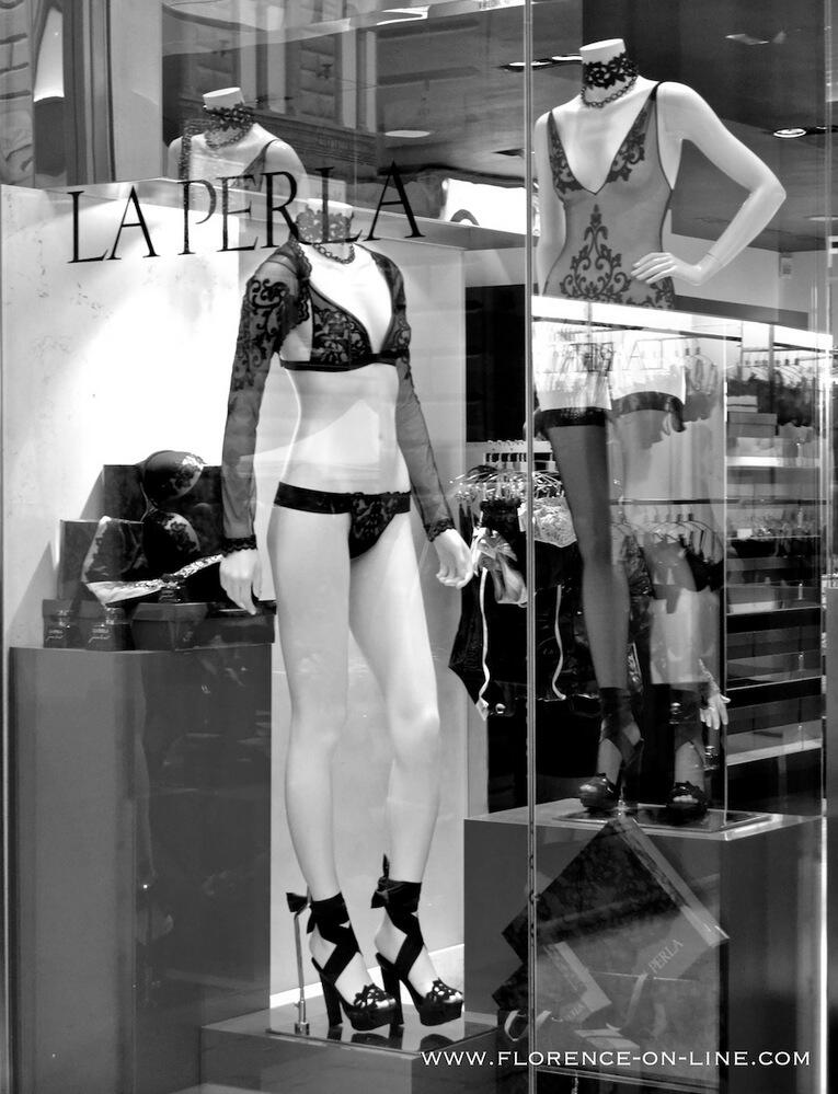 Brand La Perla underwear lingerie window store in Rome Italy