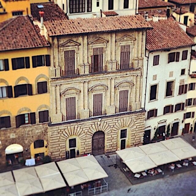 A view of the façade of Palazzo Uguccioni from the Palazzo Vecchio
